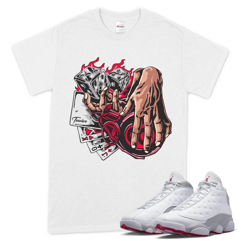 TeeVivo T-Shirt Match Air Jordan 13 Retro Wolf Grey Gambling – Air Jordan 13 Shirt, AJ13 Shirt