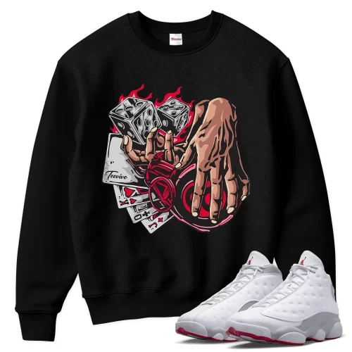 TeeVivo Sweatshirt Match Air Jordan 13 Retro Wolf Grey Gambling – Air Jordan 13 Sweatshirt, AJ13 Sweatshirt