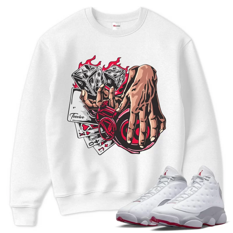 TeeVivo Sweatshirt Match Air Jordan 13 Retro Wolf Grey Gambling – Air Jordan 13 Sweatshirt, AJ13 Sweatshirt