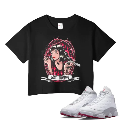 TeeVivo Crop Top Match Air Jordan 13 Retro Wolf Grey God Daaamn – Air Jordan 13 Crop Top, AJ13 Crop Top