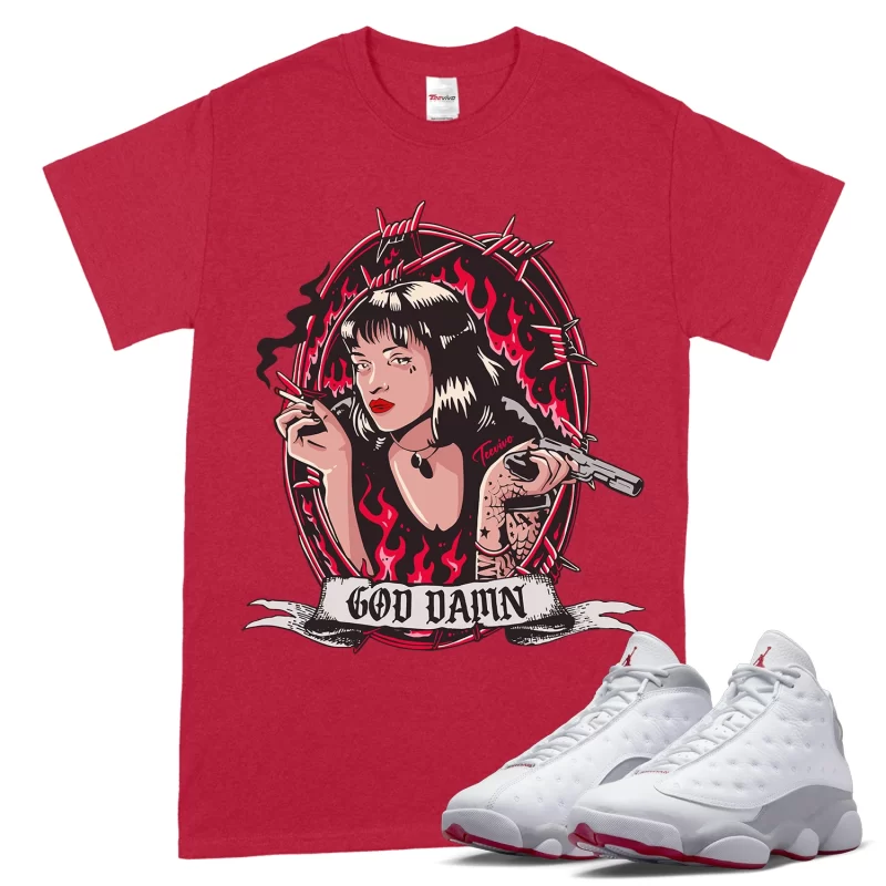 TeeVivo T-Shirt Match Air Jordan 13 Retro Wolf Grey God Daaamn – Air Jordan 13 Shirt, AJ13 Shirt