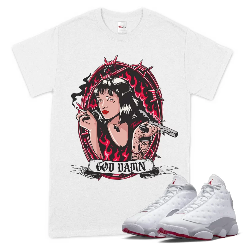 TeeVivo T-Shirt Match Air Jordan 13 Retro Wolf Grey God Daaamn – Air Jordan 13 Shirt, AJ13 Shirt