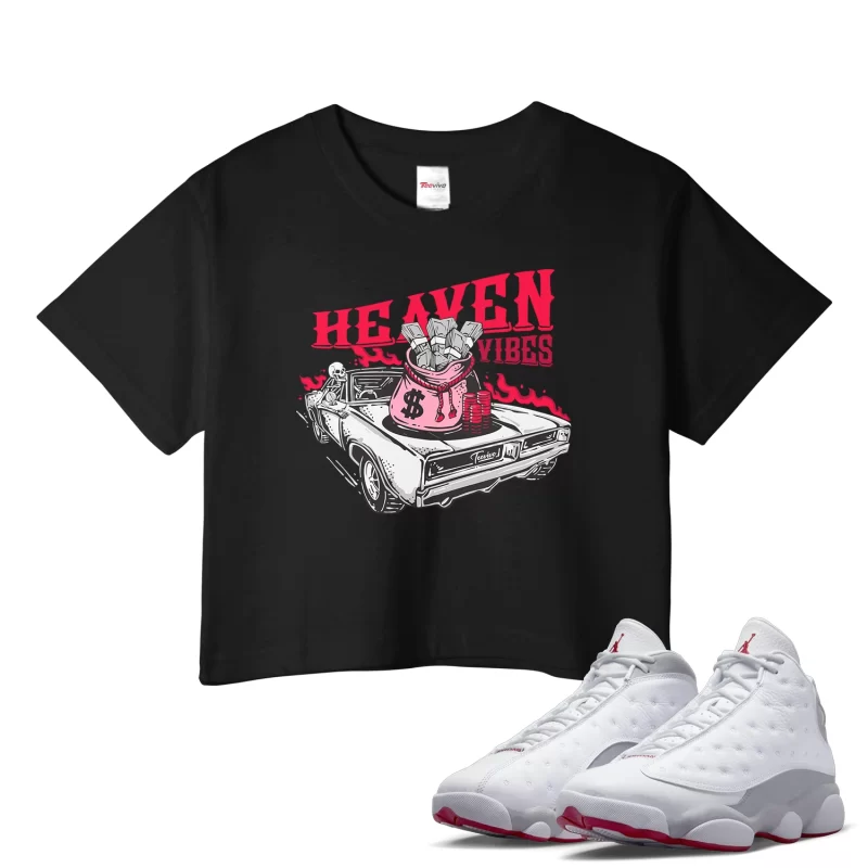 TeeVivo Crop Top Match Air Jordan 13 Retro Wolf Grey Heaven vibes – Air Jordan 13 Crop Top, AJ13 Crop Top