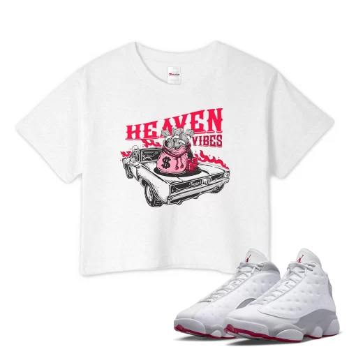 TeeVivo Crop Top Match Air Jordan 13 Retro Wolf Grey Heaven vibes – Air Jordan 13 Crop Top, AJ13 Crop Top