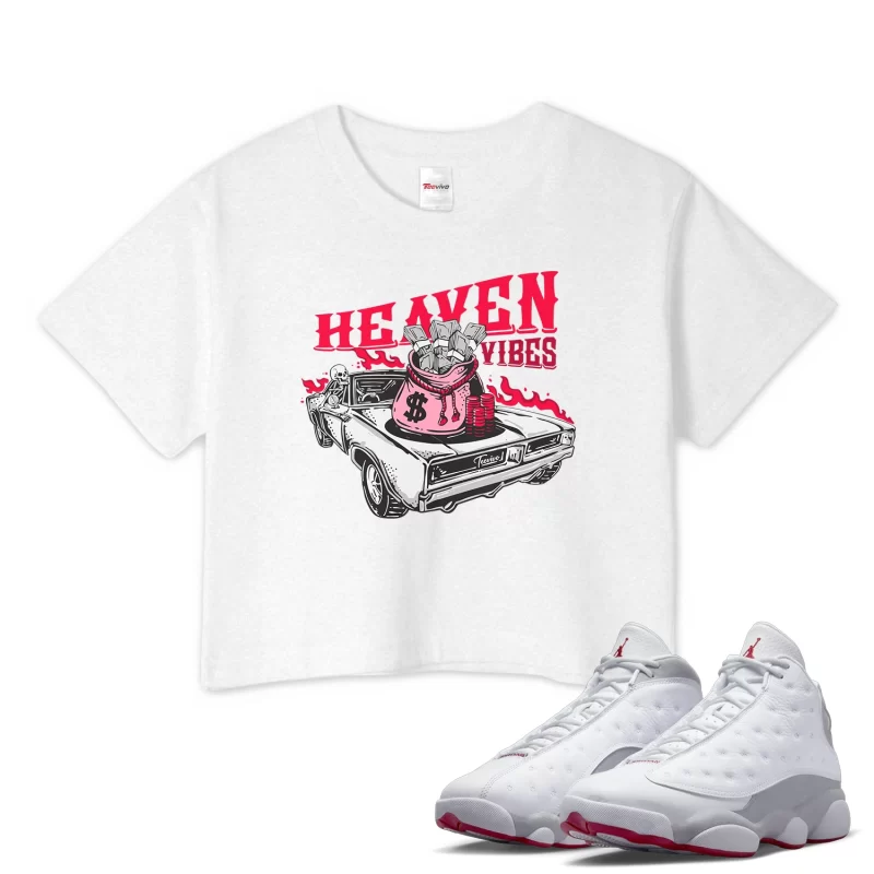 TeeVivo Crop Top Match Air Jordan 13 Retro Wolf Grey Heaven vibes – Air Jordan 13 Crop Top, AJ13 Crop Top