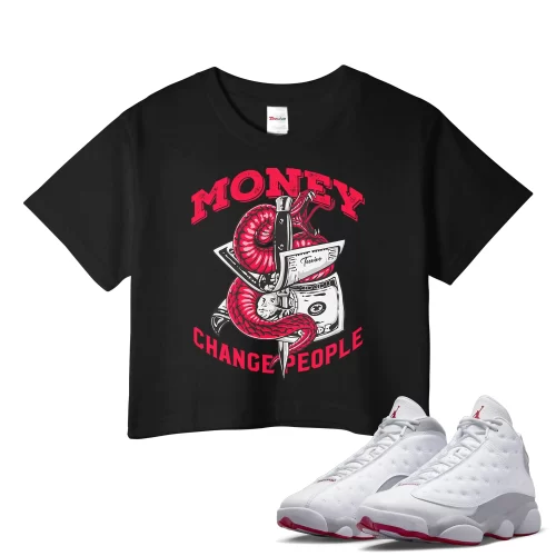 TeeVivo Crop Top Match Air Jordan 13 Retro Wolf Grey Money change people – Air Jordan 13 Crop Top, AJ13 Crop Top