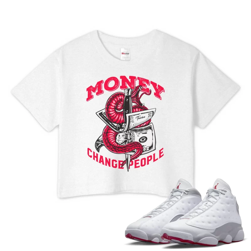 TeeVivo Crop Top Match Air Jordan 13 Retro Wolf Grey Money change people – Air Jordan 13 Crop Top, AJ13 Crop Top