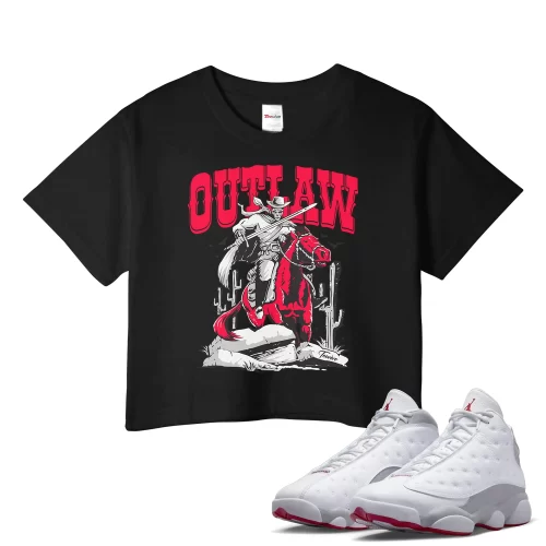TeeVivo Crop Top Match Air Jordan 13 Retro Wolf Grey Outlaw – Air Jordan 13 Crop Top, AJ13 Crop Top