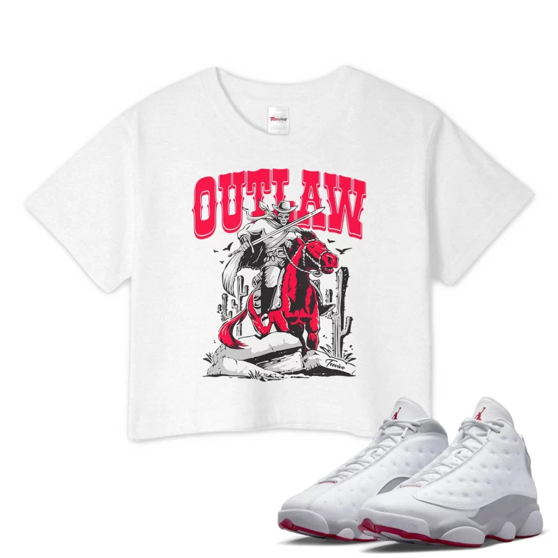 TeeVivo Crop Top Match Air Jordan 13 Retro Wolf Grey Outlaw – Air Jordan 13 Crop Top, AJ13 Crop Top
