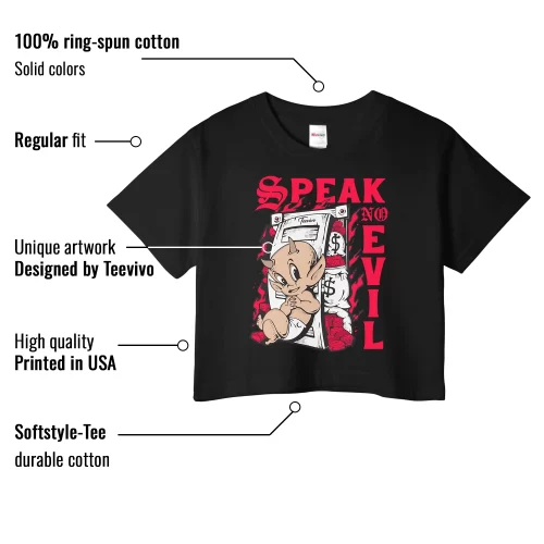 TeeVivo Crop Top Match Air Jordan 13 Retro Wolf Grey Speak no evil – Air Jordan 13 Crop Top, AJ13 Crop Top