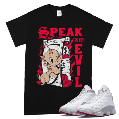 TeeVivo T-Shirt Match Air Jordan 13 Retro Wolf Grey Speak no evil – Air Jordan 13 Shirt, AJ13 Shirt