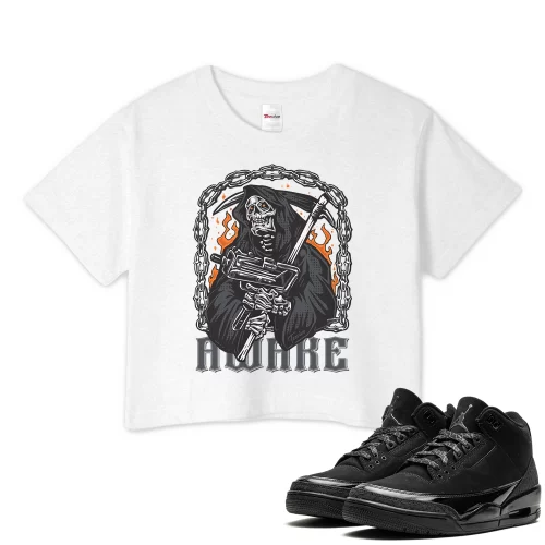 TeeVivo Crop Top Match Air Jordan 3 Retro Black Cat Awake – Air Jordan 3 Crop Top, AJ3 Crop Top