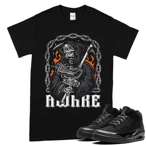 TeeVivo T-Shirt Match Air Jordan 3 Retro Black Cat Awake – Air Jordan 3 Shirt, AJ3 Shirt