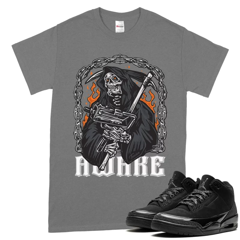 TeeVivo T-Shirt Match Air Jordan 3 Retro Black Cat Awake – Air Jordan 3 Shirt, AJ3 Shirt