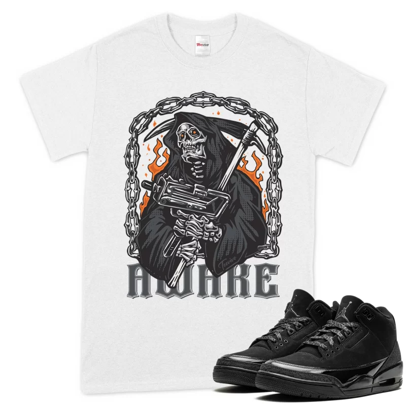 TeeVivo T-Shirt Match Air Jordan 3 Retro Black Cat Awake – Air Jordan 3 Shirt, AJ3 Shirt