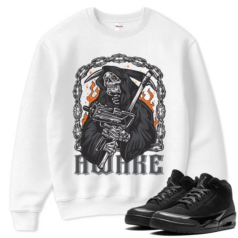 TeeVivo Sweatshirt Match Air Jordan 3 Retro Black Cat Awake – Air Jordan 3 Sweatshirt, AJ3 Sweatshirt