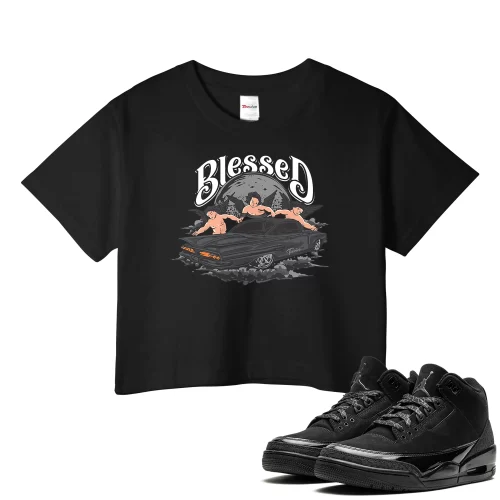 TeeVivo Crop Top Match Air Jordan 3 Retro Black Cat Blessed – Air Jordan 3 Crop Top, AJ3 Crop Top