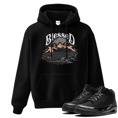 TeeVivo Hoodie Match Air Jordan 3 Retro Black Cat Blessed – Air Jordan 3 Hoodie, AJ3 Hoodie