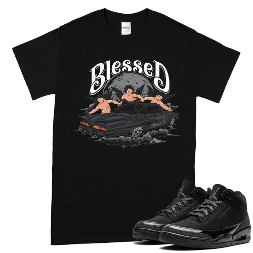 TeeVivo T-Shirt Match Air Jordan 3 Retro Black Cat Blessed – Air Jordan 3 Shirt, AJ3 Shirt