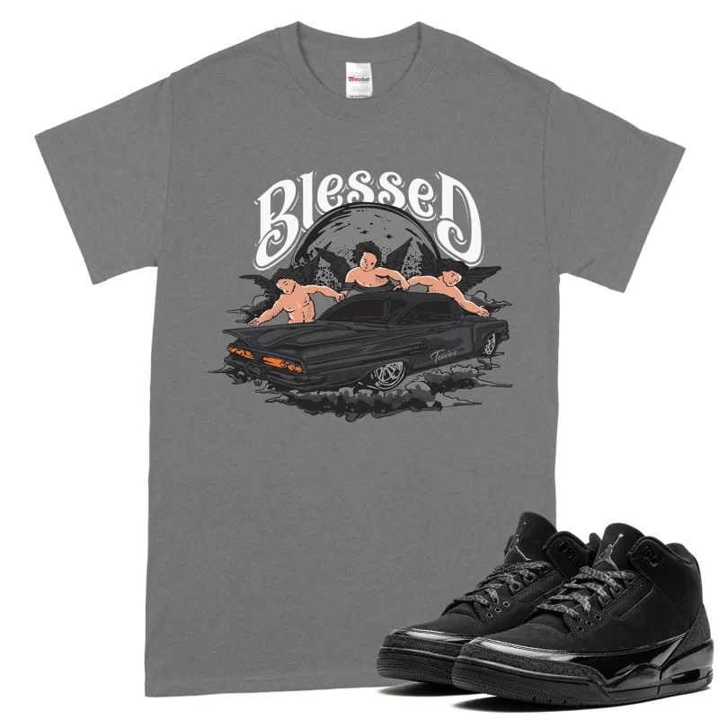 TeeVivo T-Shirt Match Air Jordan 3 Retro Black Cat Blessed – Air Jordan 3 Shirt, AJ3 Shirt