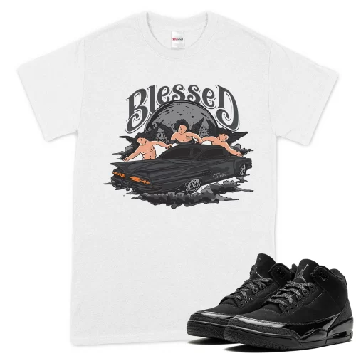 TeeVivo T-Shirt Match Air Jordan 3 Retro Black Cat Blessed – Air Jordan 3 Shirt, AJ3 Shirt