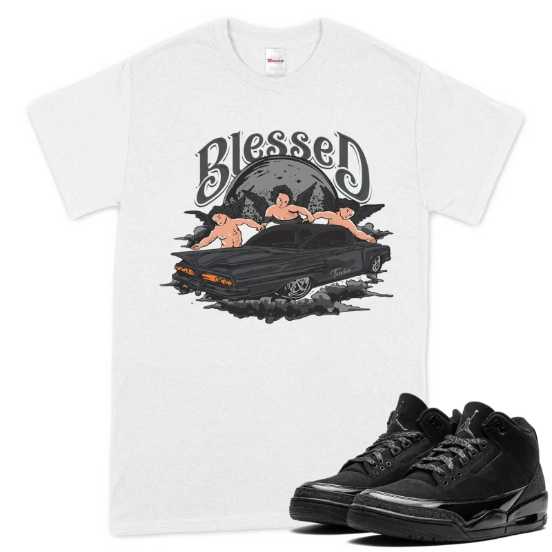 TeeVivo T-Shirt Match Air Jordan 3 Retro Black Cat Blessed – Air Jordan 3 Shirt, AJ3 Shirt