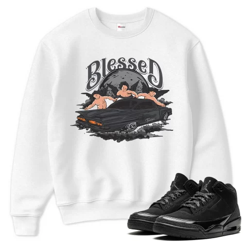 TeeVivo Sweatshirt Match Air Jordan 3 Retro Black Cat Blessed – Air Jordan 3 Sweatshirt, AJ3 Sweatshirt