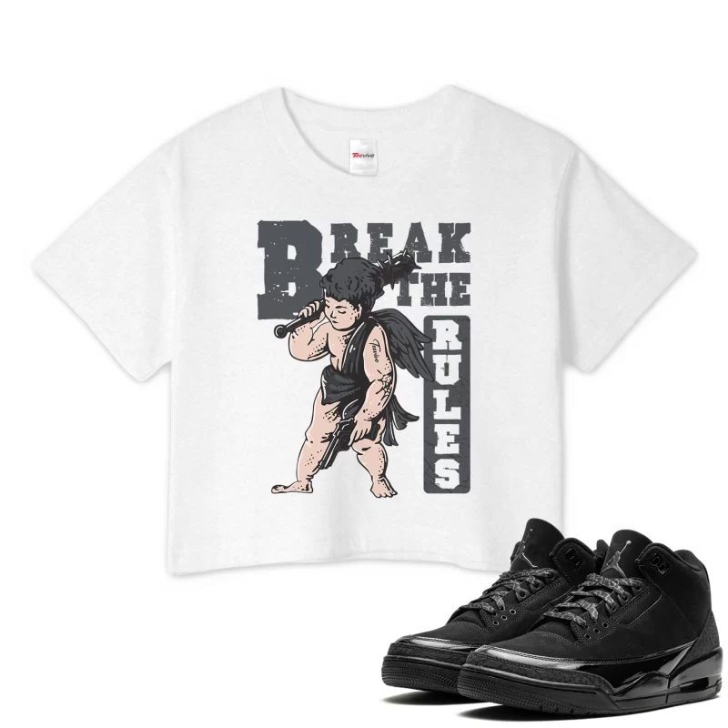 TeeVivo Crop Top Match Air Jordan 3 Retro Black Cat Break the rules – Air Jordan 3 Crop Top, AJ3 Crop Top