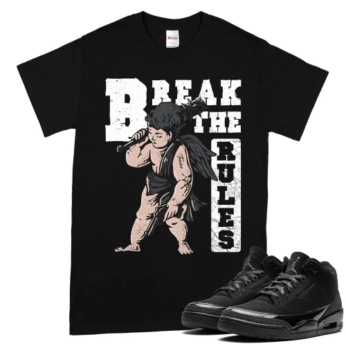 TeeVivo T-Shirt Match Air Jordan 3 Retro Black Cat Break the rules – Air Jordan 3 Shirt, AJ3 Shirt