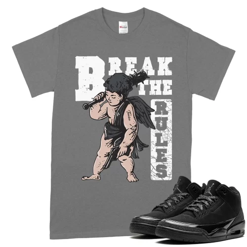 TeeVivo T-Shirt Match Air Jordan 3 Retro Black Cat Break the rules – Air Jordan 3 Shirt, AJ3 Shirt