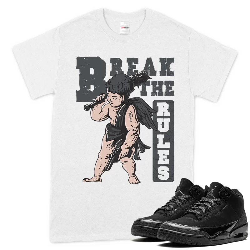 TeeVivo T-Shirt Match Air Jordan 3 Retro Black Cat Break the rules – Air Jordan 3 Shirt, AJ3 Shirt