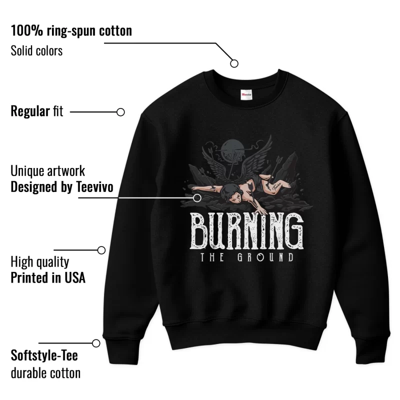 TeeVivo Sweatshirt Match Air Jordan 3 Retro Black Cat Burning the ground – Air Jordan 3 Sweatshirt, AJ3 Sweatshirt