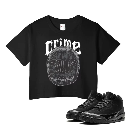 TeeVivo Crop Top Match Air Jordan 3 Retro Black Cat Crime – Air Jordan 3 Crop Top, AJ3 Crop Top