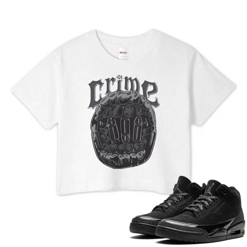 TeeVivo Crop Top Match Air Jordan 3 Retro Black Cat Crime – Air Jordan 3 Crop Top, AJ3 Crop Top