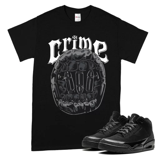 TeeVivo T-Shirt Match Air Jordan 3 Retro Black Cat Crime – Air Jordan 3 Shirt, AJ3 Shirt