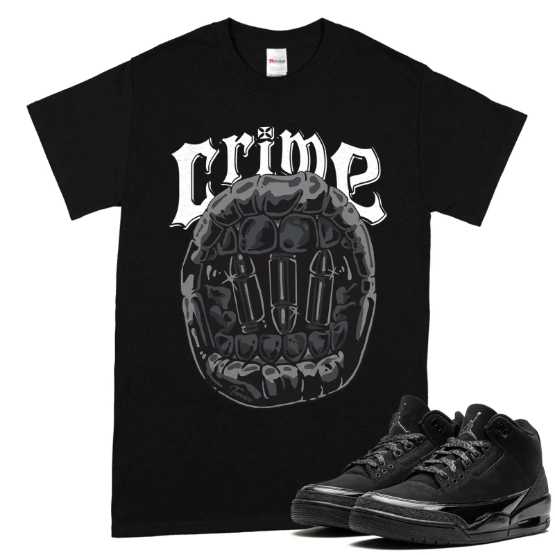 TeeVivo T-Shirt Match Air Jordan 3 Retro Black Cat Crime – Air Jordan 3 Shirt, AJ3 Shirt