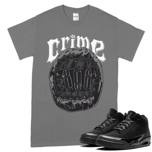 TeeVivo T-Shirt Match Air Jordan 3 Retro Black Cat Crime – Air Jordan 3 Shirt, AJ3 Shirt