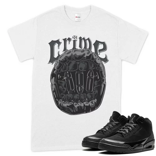 TeeVivo T-Shirt Match Air Jordan 3 Retro Black Cat Crime – Air Jordan 3 Shirt, AJ3 Shirt