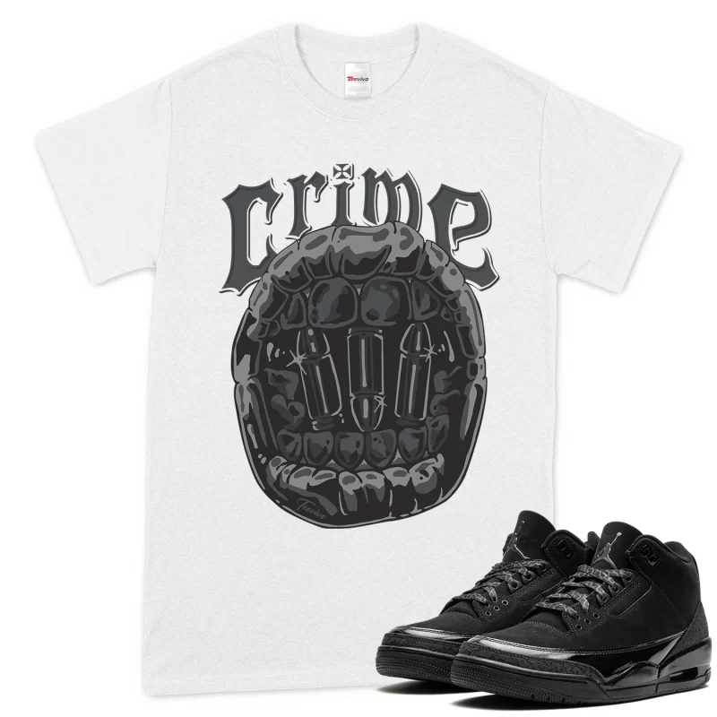 TeeVivo T-Shirt Match Air Jordan 3 Retro Black Cat Crime – Air Jordan 3 Shirt, AJ3 Shirt
