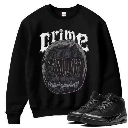 TeeVivo Sweatshirt Match Air Jordan 3 Retro Black Cat Crime – Air Jordan 3 Sweatshirt, AJ3 Sweatshirt
