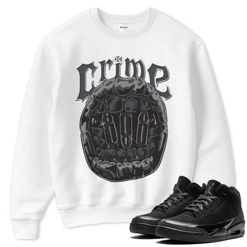 TeeVivo Sweatshirt Match Air Jordan 3 Retro Black Cat Crime – Air Jordan 3 Sweatshirt, AJ3 Sweatshirt