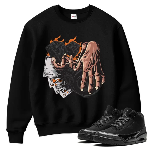 TeeVivo Sweatshirt Match Air Jordan 3 Retro Black Cat Gambling – Air Jordan 3 Sweatshirt, AJ3 Sweatshirt