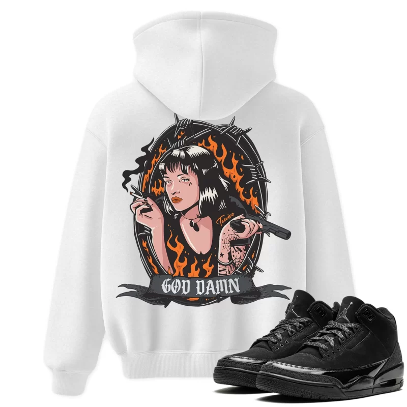 TeeVivo Hoodie Match Air Jordan 3 Retro Black Cat God Daaamn – Air Jordan 3 Hoodie, AJ3 Hoodie