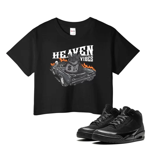 TeeVivo Crop Top Match Air Jordan 3 Retro Black Cat Heaven vibes – Air Jordan 3 Crop Top, AJ3 Crop Top