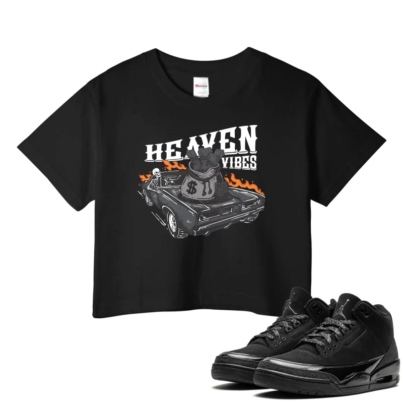 TeeVivo Crop Top Match Air Jordan 3 Retro Black Cat Heaven vibes – Air Jordan 3 Crop Top, AJ3 Crop Top