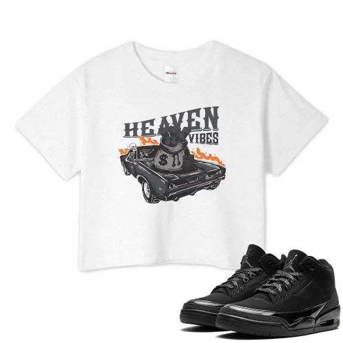 TeeVivo Crop Top Match Air Jordan 3 Retro Black Cat Heaven vibes – Air Jordan 3 Crop Top, AJ3 Crop Top