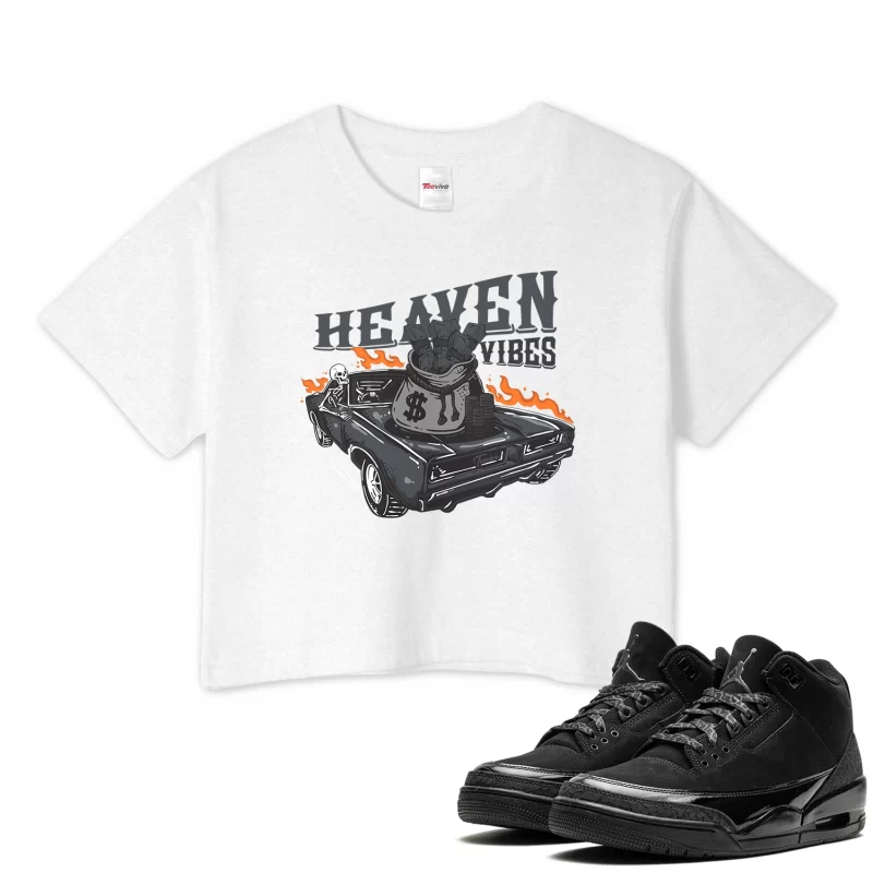 TeeVivo Crop Top Match Air Jordan 3 Retro Black Cat Heaven vibes – Air Jordan 3 Crop Top, AJ3 Crop Top