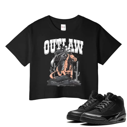 TeeVivo Crop Top Match Air Jordan 3 Retro Black Cat Outlaw – Air Jordan 3 Crop Top, AJ3 Crop Top