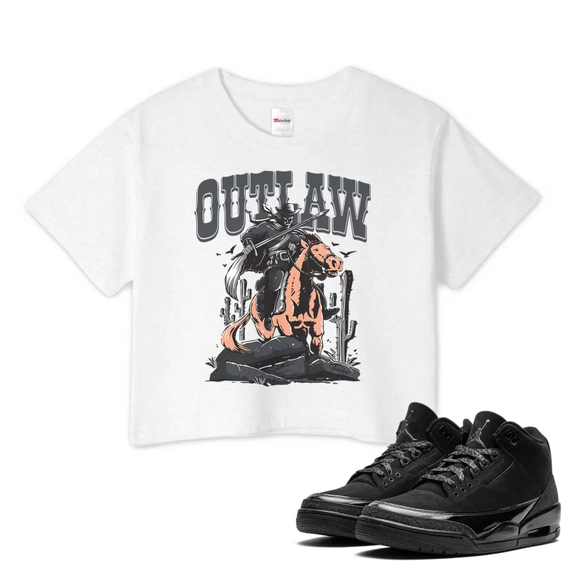 TeeVivo Crop Top Match Air Jordan 3 Retro Black Cat Outlaw – Air Jordan 3 Crop Top, AJ3 Crop Top