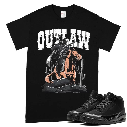 TeeVivo T-Shirt Match Air Jordan 3 Retro Black Cat Outlaw – Air Jordan 3 Shirt, AJ3 Shirt